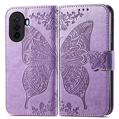 Custodia Portafoglio In Pelle Farfalla Cover con Supporto per Huawei Nova Y70 Plus Lavanda