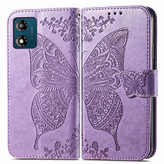 Custodia Portafoglio In Pelle Farfalla Cover con Supporto per Motorola Moto E13 Lavanda