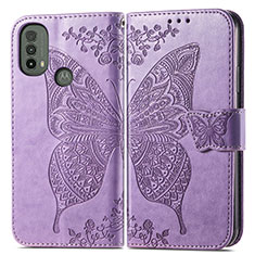 Custodia Portafoglio In Pelle Farfalla Cover con Supporto per Motorola Moto E20 Lavanda