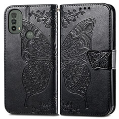 Custodia Portafoglio In Pelle Farfalla Cover con Supporto per Motorola Moto E20 Nero