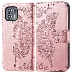 Custodia Portafoglio In Pelle Farfalla Cover con Supporto per Motorola Moto Edge 20 Lite 5G Rosa