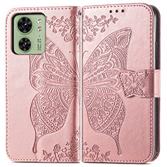 Custodia Portafoglio In Pelle Farfalla Cover con Supporto per Motorola Moto Edge (2023) 5G Oro Rosa