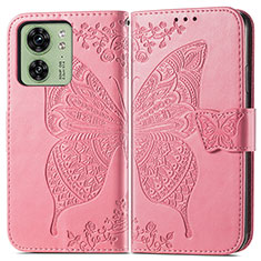 Custodia Portafoglio In Pelle Farfalla Cover con Supporto per Motorola Moto Edge (2023) 5G Rosa Caldo