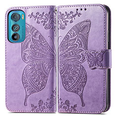 Custodia Portafoglio In Pelle Farfalla Cover con Supporto per Motorola Moto Edge 30 5G Lavanda