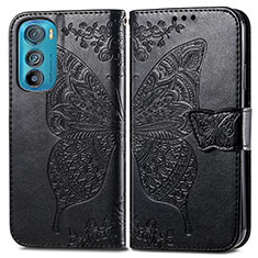 Custodia Portafoglio In Pelle Farfalla Cover con Supporto per Motorola Moto Edge 30 5G Nero