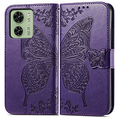 Custodia Portafoglio In Pelle Farfalla Cover con Supporto per Motorola Moto Edge 40 5G Viola