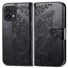 Custodia Portafoglio In Pelle Farfalla Cover con Supporto per Motorola Moto Edge Plus (2023) 5G Nero