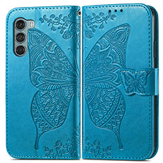 Custodia Portafoglio In Pelle Farfalla Cover con Supporto per Motorola Moto Edge S30 5G Blu