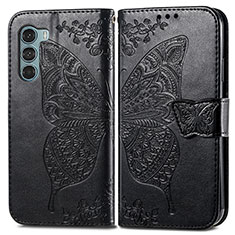 Custodia Portafoglio In Pelle Farfalla Cover con Supporto per Motorola Moto Edge S30 5G Nero