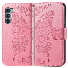 Custodia Portafoglio In Pelle Farfalla Cover con Supporto per Motorola Moto Edge S30 5G Rosa Caldo