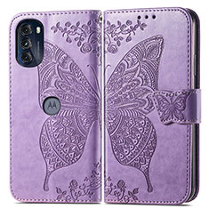 Custodia Portafoglio In Pelle Farfalla Cover con Supporto per Motorola Moto G 5G (2022) Lavanda