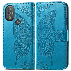 Custodia Portafoglio In Pelle Farfalla Cover con Supporto per Motorola Moto G Play (2023) Blu