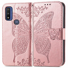 Custodia Portafoglio In Pelle Farfalla Cover con Supporto per Motorola Moto G Pure Rosa