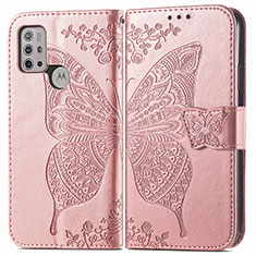 Custodia Portafoglio In Pelle Farfalla Cover con Supporto per Motorola Moto G30 Rosa