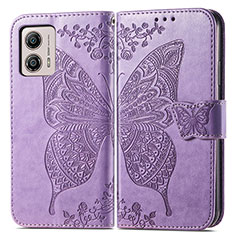 Custodia Portafoglio In Pelle Farfalla Cover con Supporto per Motorola Moto G53 5G Lavanda