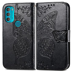 Custodia Portafoglio In Pelle Farfalla Cover con Supporto per Motorola Moto G71 5G Nero