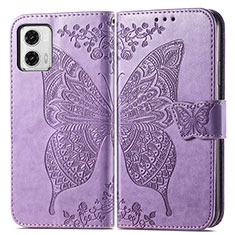 Custodia Portafoglio In Pelle Farfalla Cover con Supporto per Motorola Moto G73 5G Lavanda