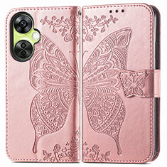 Custodia Portafoglio In Pelle Farfalla Cover con Supporto per OnePlus Nord N30 5G Oro Rosa