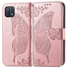 Custodia Portafoglio In Pelle Farfalla Cover con Supporto per Oppo A16K Rosa