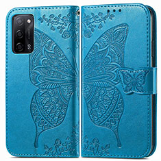 Custodia Portafoglio In Pelle Farfalla Cover con Supporto per Oppo A53s 5G Blu