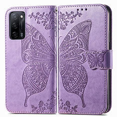 Custodia Portafoglio In Pelle Farfalla Cover con Supporto per Oppo A53s 5G Lavanda