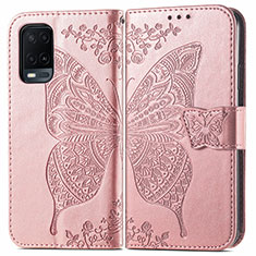 Custodia Portafoglio In Pelle Farfalla Cover con Supporto per Oppo A54 4G Rosa