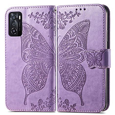 Custodia Portafoglio In Pelle Farfalla Cover con Supporto per Oppo A55S 5G Lavanda