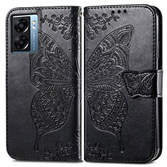 Custodia Portafoglio In Pelle Farfalla Cover con Supporto per Oppo A57 5G Nero