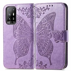 Custodia Portafoglio In Pelle Farfalla Cover con Supporto per Oppo A94 5G Lavanda