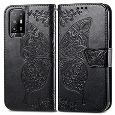 Custodia Portafoglio In Pelle Farfalla Cover con Supporto per Oppo A94 5G Nero