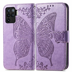 Custodia Portafoglio In Pelle Farfalla Cover con Supporto per Oppo F19 Pro Lavanda