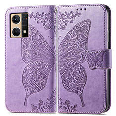 Custodia Portafoglio In Pelle Farfalla Cover con Supporto per Oppo F21s Pro 4G Lavanda