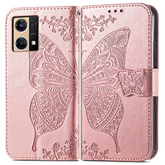 Custodia Portafoglio In Pelle Farfalla Cover con Supporto per Oppo F21s Pro 4G Rosa