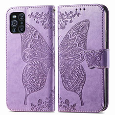 Custodia Portafoglio In Pelle Farfalla Cover con Supporto per Oppo Find X3 5G Lavanda