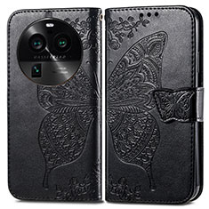 Custodia Portafoglio In Pelle Farfalla Cover con Supporto per Oppo Find X6 5G Nero