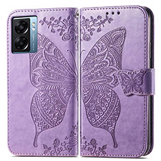 Custodia Portafoglio In Pelle Farfalla Cover con Supporto per Oppo K10 5G India Lavanda