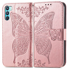 Custodia Portafoglio In Pelle Farfalla Cover con Supporto per Oppo K9 Pro 5G Rosa