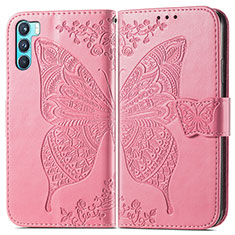 Custodia Portafoglio In Pelle Farfalla Cover con Supporto per Oppo K9 Pro 5G Rosa Caldo