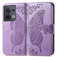 Custodia Portafoglio In Pelle Farfalla Cover con Supporto per Oppo Reno9 Pro 5G Lavanda