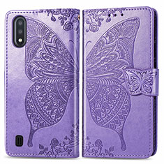 Custodia Portafoglio In Pelle Farfalla Cover con Supporto per Samsung Galaxy A01 SM-A015 Lavanda