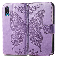 Custodia Portafoglio In Pelle Farfalla Cover con Supporto per Samsung Galaxy A02 Lavanda