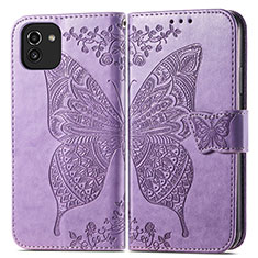 Custodia Portafoglio In Pelle Farfalla Cover con Supporto per Samsung Galaxy A03 Lavanda