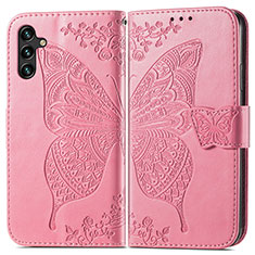 Custodia Portafoglio In Pelle Farfalla Cover con Supporto per Samsung Galaxy A04s Rosa Caldo