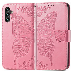 Custodia Portafoglio In Pelle Farfalla Cover con Supporto per Samsung Galaxy A13 5G Rosa Caldo