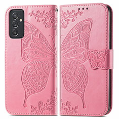 Custodia Portafoglio In Pelle Farfalla Cover con Supporto per Samsung Galaxy A15 4G Rosa Caldo