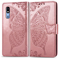 Custodia Portafoglio In Pelle Farfalla Cover con Supporto per Samsung Galaxy A2 Core A260F A260G Rosa