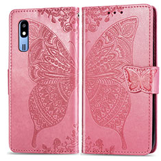 Custodia Portafoglio In Pelle Farfalla Cover con Supporto per Samsung Galaxy A2 Core A260F A260G Rosa Caldo