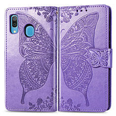 Custodia Portafoglio In Pelle Farfalla Cover con Supporto per Samsung Galaxy A30 Lavanda