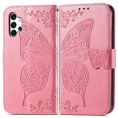 Custodia Portafoglio In Pelle Farfalla Cover con Supporto per Samsung Galaxy A32 4G Rosa Caldo