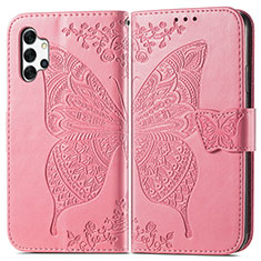 Custodia Portafoglio In Pelle Farfalla Cover con Supporto per Samsung Galaxy A32 5G Rosa Caldo